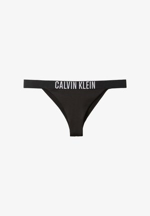 Perizoma nero a coste con fascia elastica larga e logo "Calvin Klein" bianco.