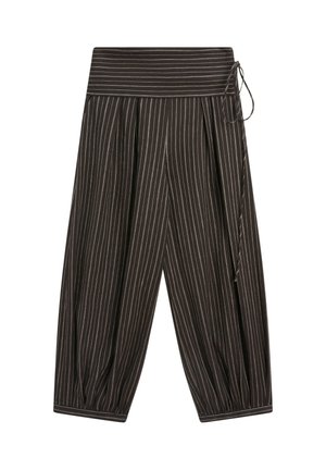Massimo Dutti, STRIPED SAROUEL TROUSERS WITH CUMMERBUND DETAIL. - Kalhoty - beige