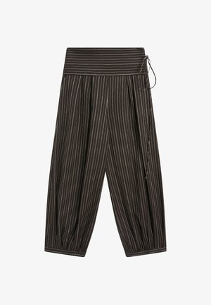 Massimo Dutti, STRIPED SAROUEL TROUSERS WITH CUMMERBUND DETAIL. - Bukser - beige