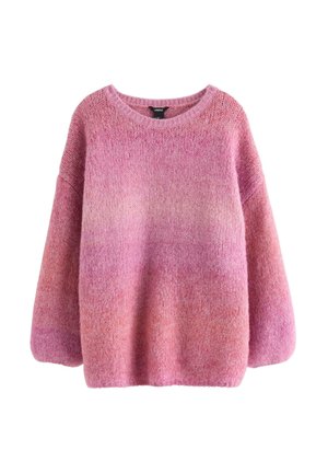 Tröja i gradienttoner av rosa, med rund halsringning, oversized passform och texturerat stickat tyg med en mjuk finish.