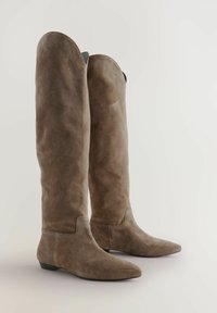 Cowboy- / Bikerboots - mink brown suede
