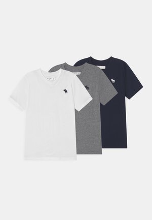 3 PACK - T-shirt basic - white/navy/grey