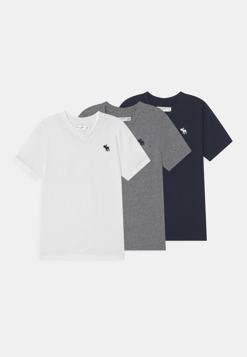 Abercrombie & Fitch 3 PACK TShirt basic white/navy/grey/weiß