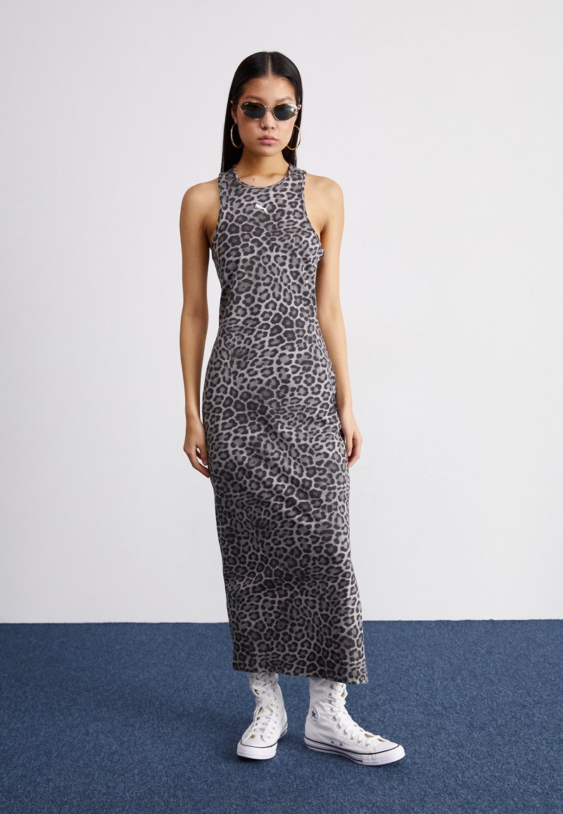 Puma LEO LUXE SLIM AOP - Jersey dress - black - Zalando