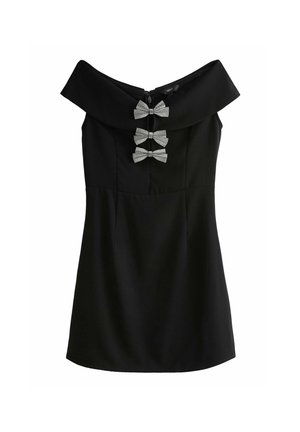 REGULAR FIT OFF THE SHOULDER BARDOT DIAMANTE SPARKLE BOW DETAIL MINI - Koktejlové šaty / šaty na párty - black