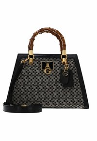 Guess STEPHI BAMBOO SATCHEL - Borsa a mano - black logo