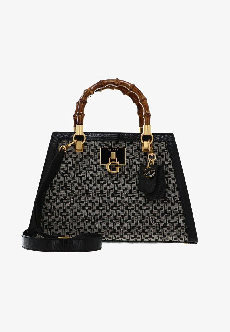 Guess STEPHI BAMBOO SATCHEL - Borsa a mano - black logo