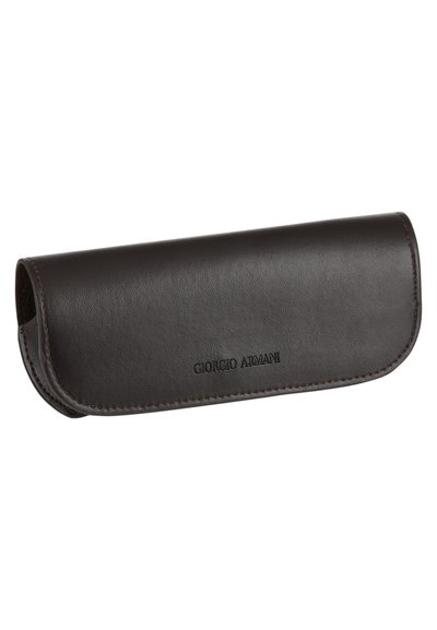 Pruun nahast prillide karp sujuva tekstuuri, ümarate servade ja reljeefse "Giorgio Armani" logo kanssa. Magnetkinnisega klapp.