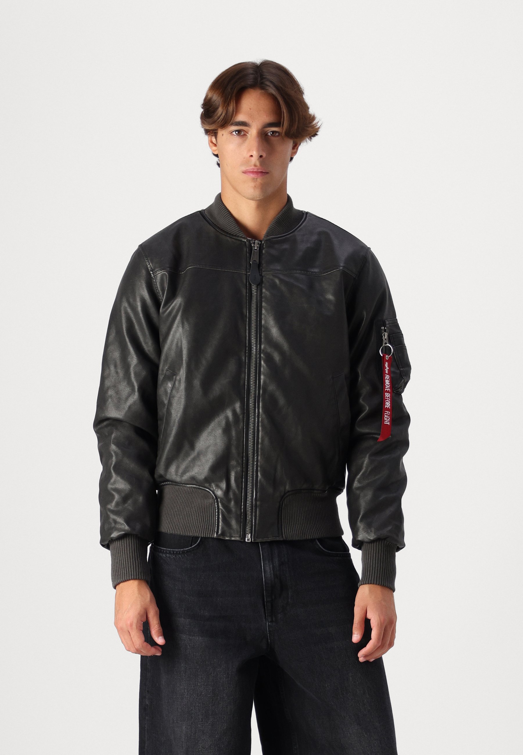 Alpha Industries VINTAGE - Faux leather jacket - black - Zalando