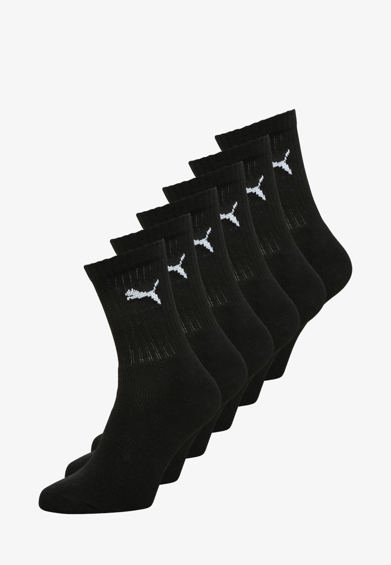 Schwarze Knöchelsocken im 5er-Pack. Hergestellt aus gestricktem Material mit gerippten Bündchen und einem weißen Puma-Logo auf jeder Socke.