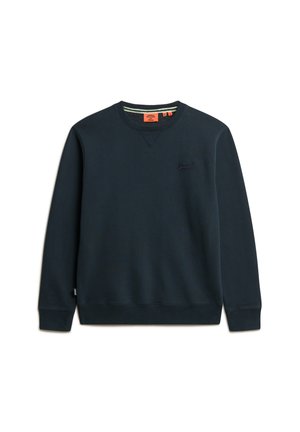 Felpa blu scuro realizzata in morbido misto cotone, con collo rotondo, polsini a costine, piccolo logo sul petto e tessuto testurizzato.