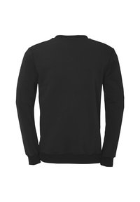 Zwarte lange mouwen sweatshirt met een ronde halslijn. Kenmerkt zich door ribgebreide manchetten en tailleband, een gladde stofstructuur en geen zichtbare graphics of patronen.