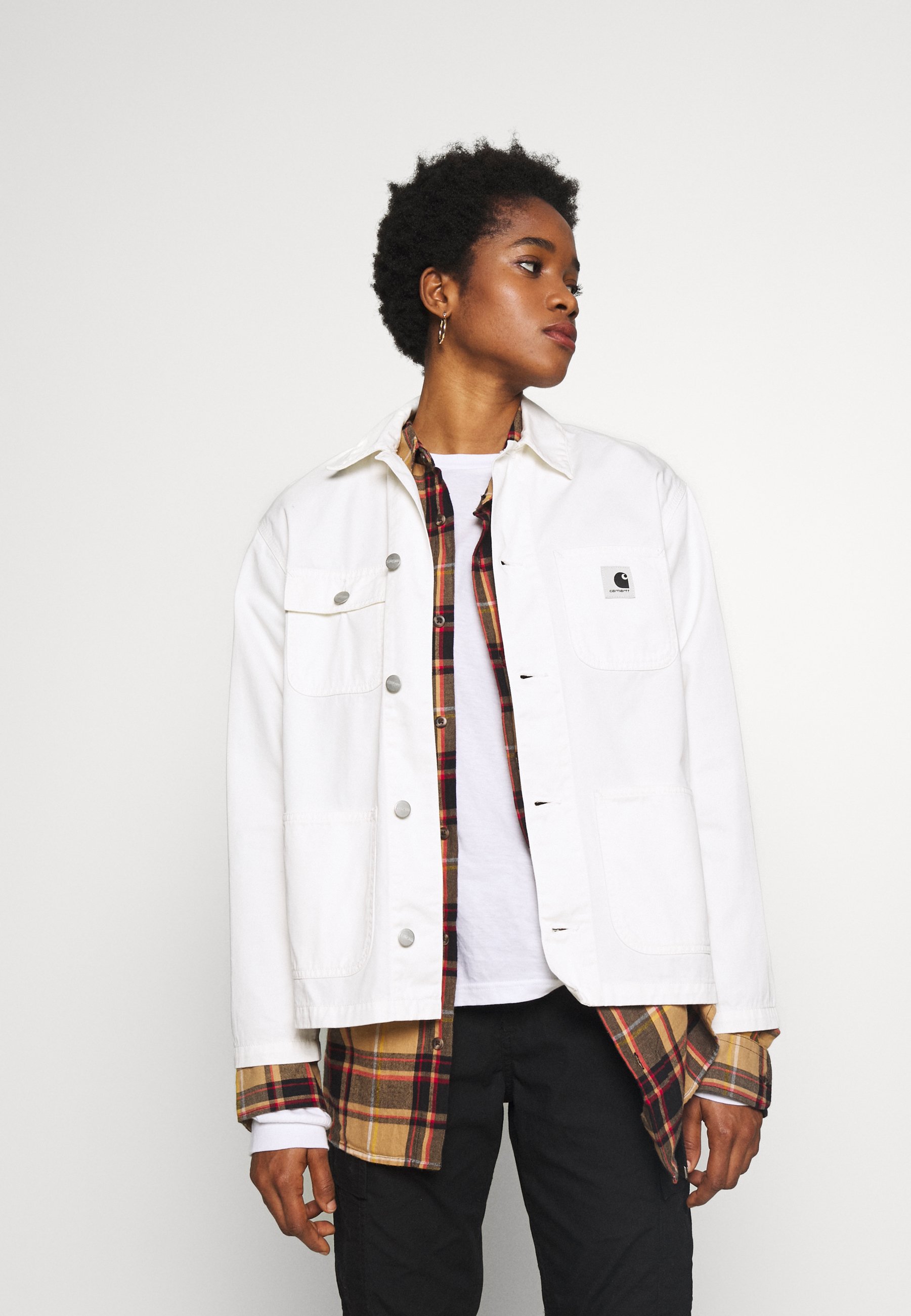 carhartt white denim jacket