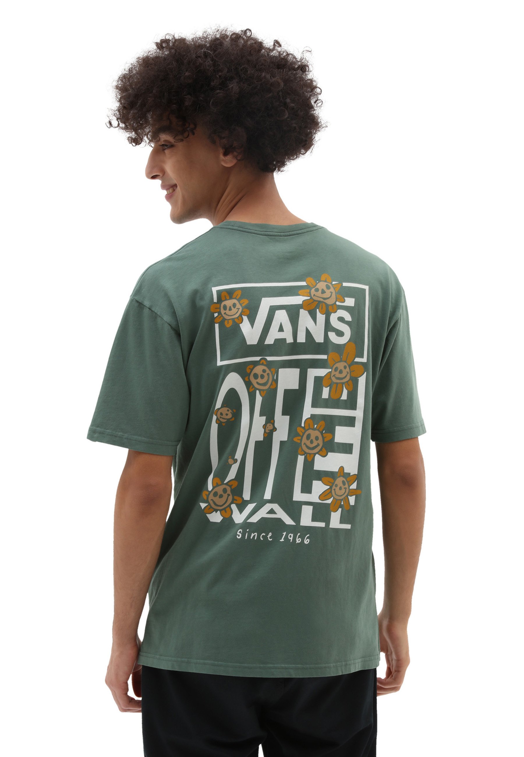 Vans TRIPPY GRIN FLORAL SS - T-shirt print - medium green/groen - Zalando.nl