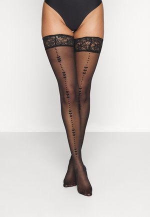 HEARTS BACKSEAM - Over-the-knee socks - black
