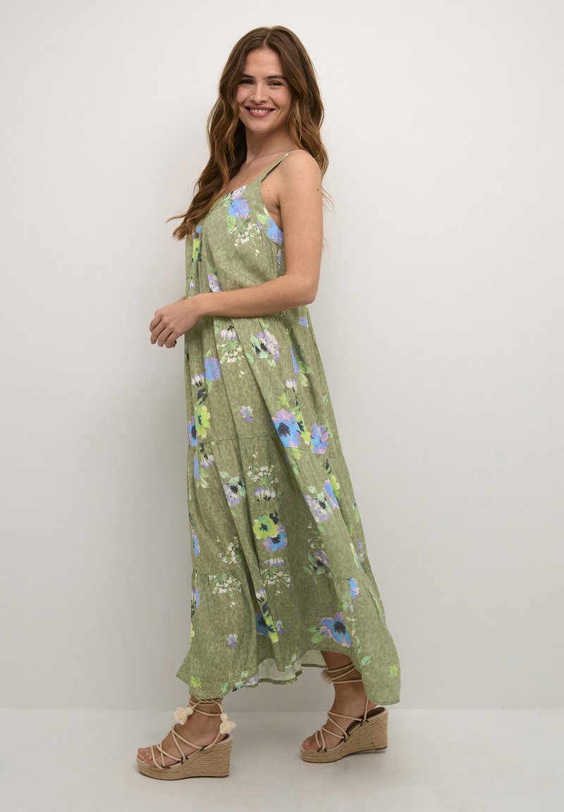 Cream ROSINA STRAP KIM FIT Maxi dress vintage oil green floral