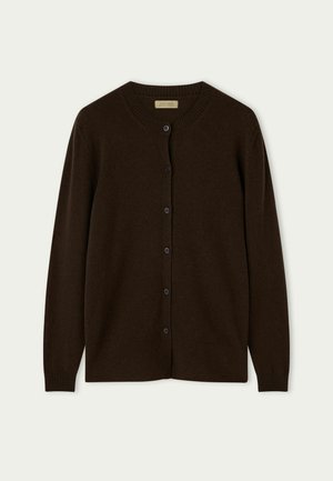 Falconeri, ULTRAFINE ROUND-NECK WITH FRONT BUTTONS - Strickjacke - brown