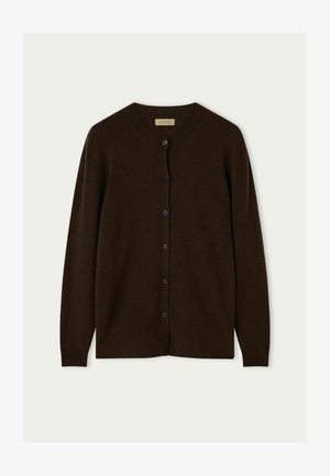 Falconeri, ULTRAFINE ROUND-NECK WITH FRONT BUTTONS - Strickjacke - brown
