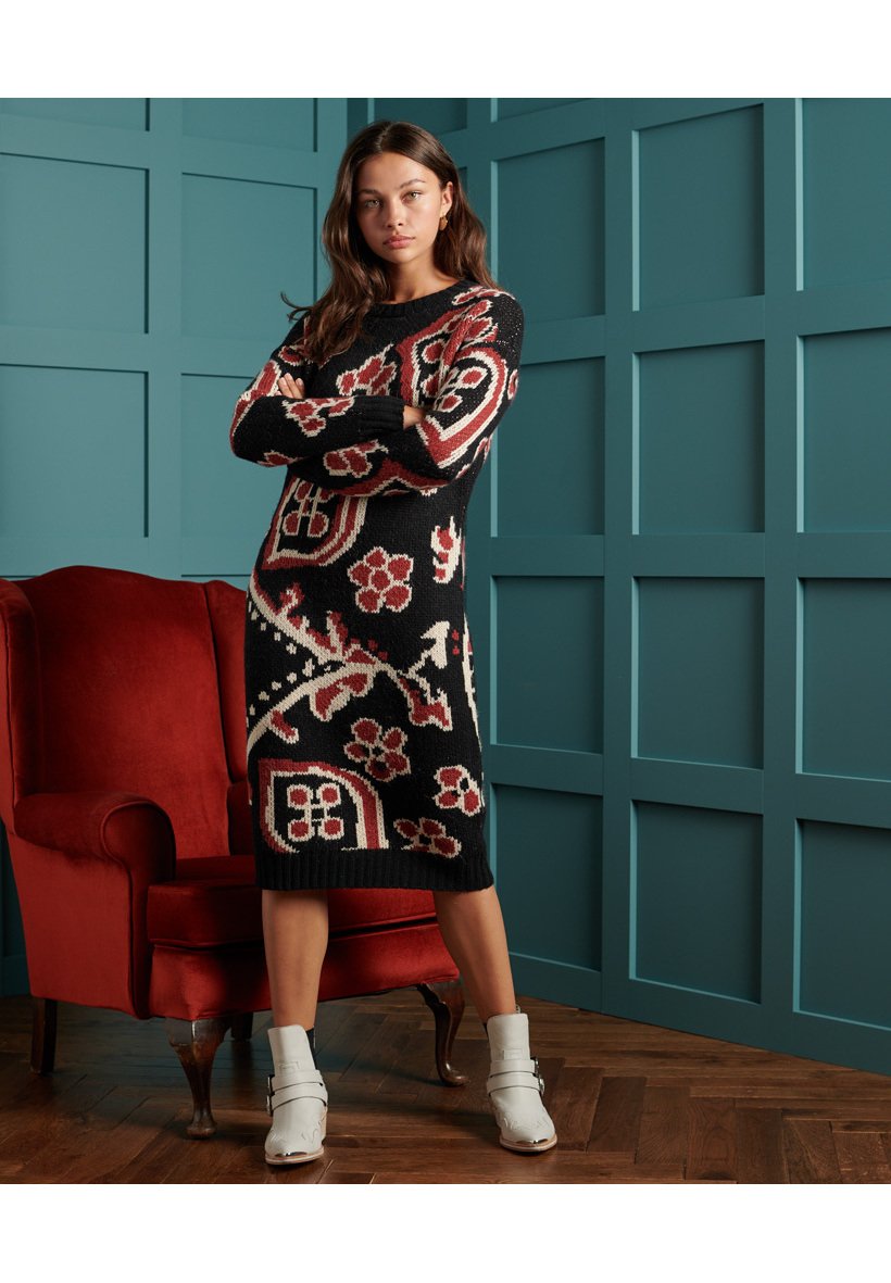 Superdry Jumper dress - black intarsia 