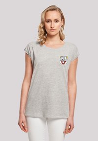 F4NT4STIC LOONEY TUNES BUGS BUNNY FACE FAUX POCKET - T-shirt print - heather grey
