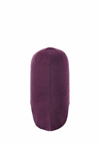 Fioletowa dzianinowa czapka beanie o gładkiej strukturze, tapered designie i prostym szwie z tyłu. Brak widocznych logo lub ozdób.