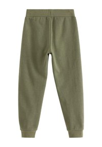 Olivengrønne sweatpants med en blød tekstur, elastisk talje og tætsiddende manchetter, der har et enkelt og udekoreret design.