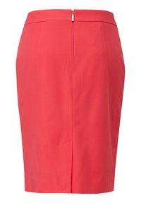 Roter Bleistiftrock mit taillierter Silhouette. Aus glattem Stoff gefertigt, mit einem zentralen Reißverschluss hinten und dezenten Nähten.