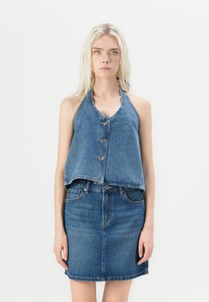 TIE BACK VEST - Linne - mid blue