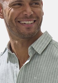 john devin KURZARM - Hemd - grün weiß gestreift