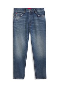 Blugi din denim albastru cu un design clasic, prevăzuți cu închidere cu nasture, cinci buzunare și o decolorare subtilă. Croială dreaptă a piciorului, spălare medie.