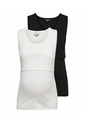 Due top premaman senza maniche, uno bianco e uno nero, con scollature rotonde e tessuto a coste.