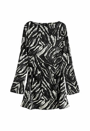 RUCHED - Denné šaty - black and white mono zebra print