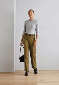Marc O'Polo 3/4 SLEEVE FINE BINDING AT NECK - Långärmad tröja - soft stone melange