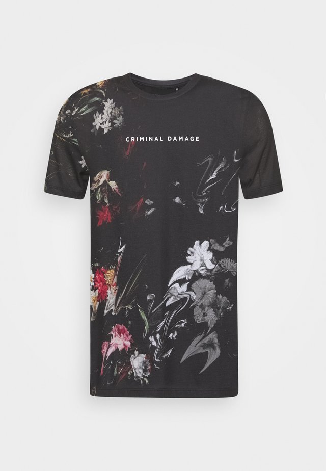 WARPED FLOWER TEE - T-shirt z nadrukiem - black/multi coloured