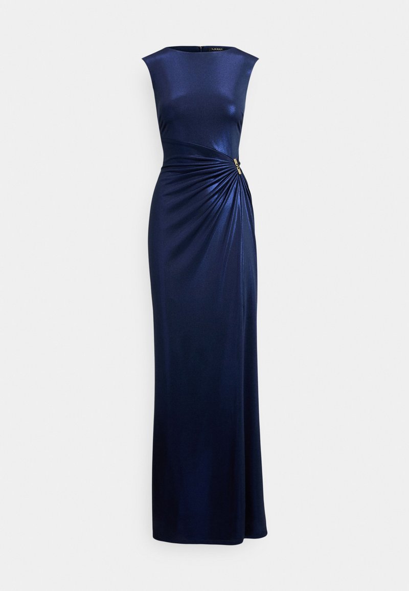 Lauren Ralph Lauren BUCKLE-TRIM METALLIC JERSEY GOWN - Occasion wear -  refined navy/navy foil/dark blue - Zalando
