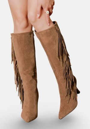 Bottes de cowboy / motard - tabac