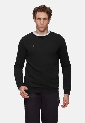 Zwarte sweatshirt met lange mouwen, ronde hals, ribgebreide boorden en onderrand. Beschikt over een klein, kleurrijk geborduurd logo op de linkerkant van de borst.