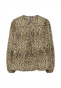 Μπλούζα με λεοπάρ σχέδιο με στρογγυλή λαιμόκοψη, μακριά μανίκια και ελαστική μέση. Κατασκευασμένη από ελαφρύ, απαλό ύφασμα με ροή σχεδίασης.