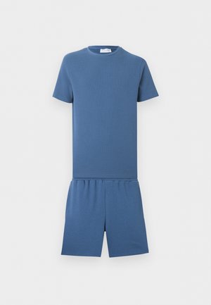 Pier One, SHORT SLEEVES + SHORTS WAFFLE SET - Shorts - mid blue