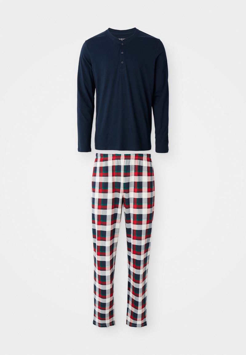 Schiesser Pyjama Court Homme 100% Coton - Ensemble Indigo Rayé Confortable, Col V Sportif, Short à Cordon, Qualité Premium Allemande