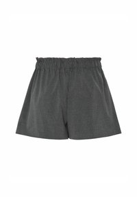 Grijze gestreepte shorts met een elastische tailleband, met een ontspannen pasvorm en zachte stof, geschikt voor casual gebruik.