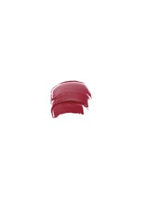 Karmine cremet læbestift swatch med en glat tekstur, der viser rig farvedybde og en blank finish, påført i en buet form.