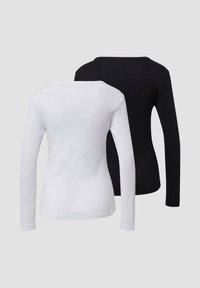 T-shirt a maniche lunghe in bianco e nero, con scollatura rotonda e tessuto di cotone morbido. Ogni maglietta ha un design aderente e una costruzione senza cuciture.