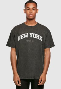 Merchcode NEW YORK WORDING - ACID WASHED  TEE - T-shirt print - black