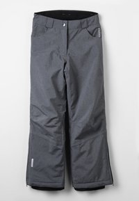 Graue Skihosen mit glatter Textur, Reißverschlussbündchen und Vorderfächern. Mit Knopfverschluss und Logodetail an der Seite.
