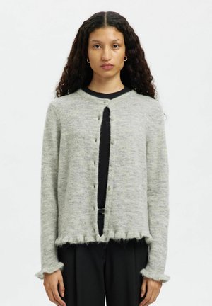SLFLULU FRILL - Strickjacke - light grey melange