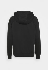 Felpa nera con cappuccio realizzata in tessuto misto cotone. Presenta un cappuccio, maniche lunghe e polsini e orlo a costine. Design minimalista senza grafiche.