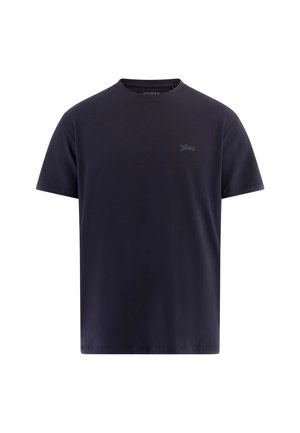 Tumesinine puuvillane lühikeste varrukatega T-särk, millel on ümmargune kaelus ja väike tikand logoga vasakul rinnal. Sile tekstuur ja klassikaline istuvus.