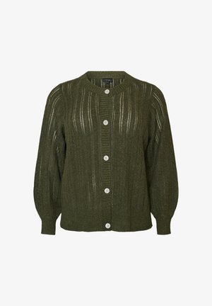 Zizzi, GESTRICKTER CARDIGAN MIT LOCHMUSTER - Ζακέτα - grün