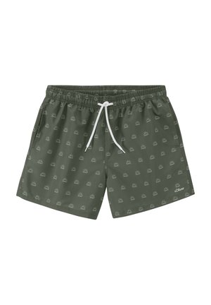 Badeshorts - olive creme print
